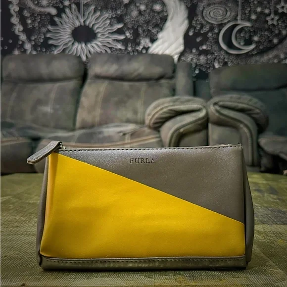 Furla Two-Tone Yellow and Gray Cosmetic Bag Furla Eva Air bag - Picture 6 of 15